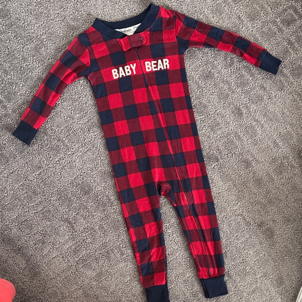 Dearfoams Red and Black Plaid Kids One Piece